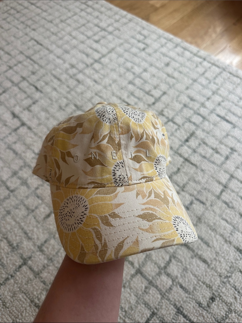 O'Neill Sunflower Print Cap in Yellow and White